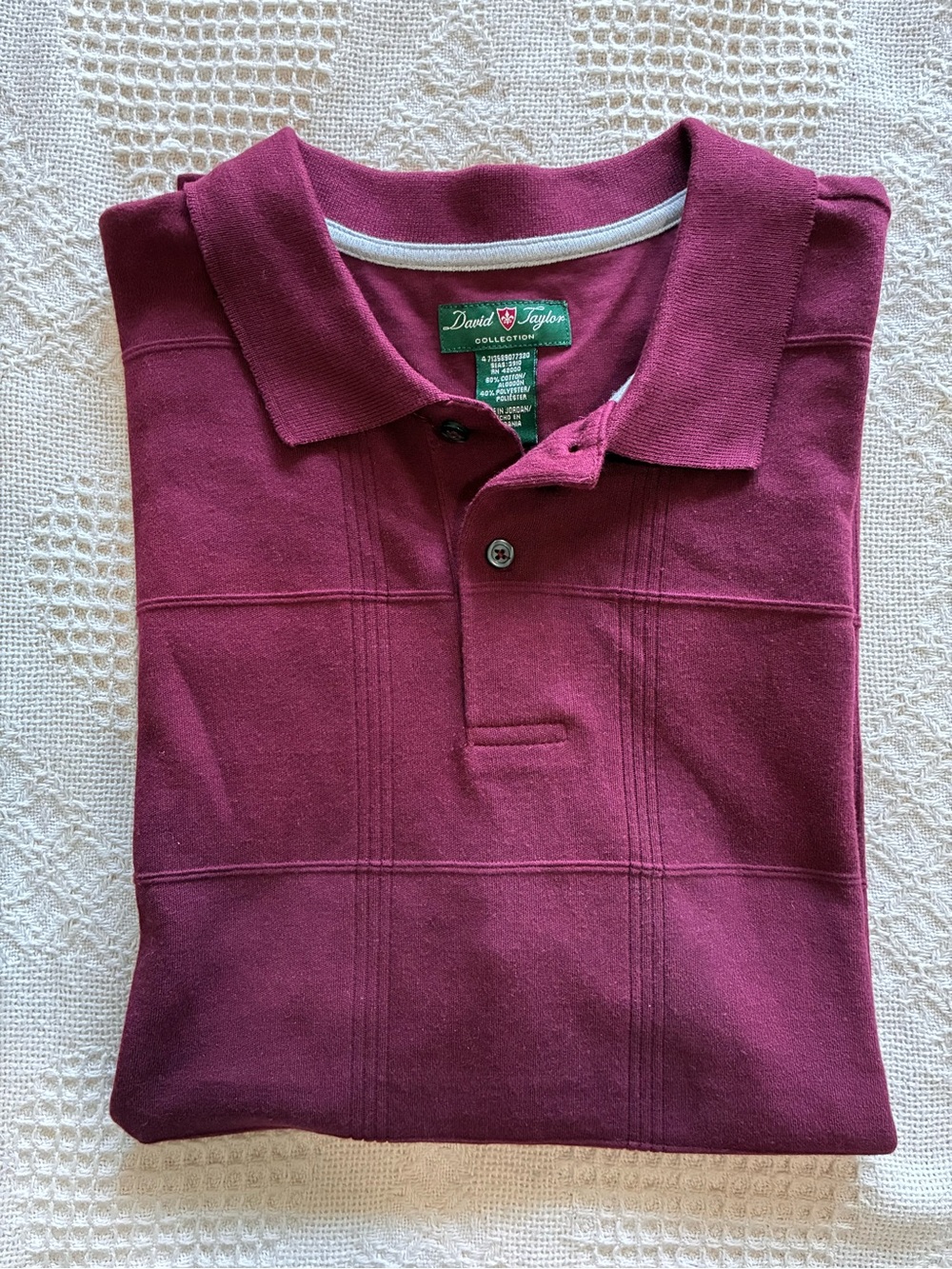 David Taylor Collection Vintage Short Sleeve Golf Polo Shirt Burgundy Men’s Sz L
